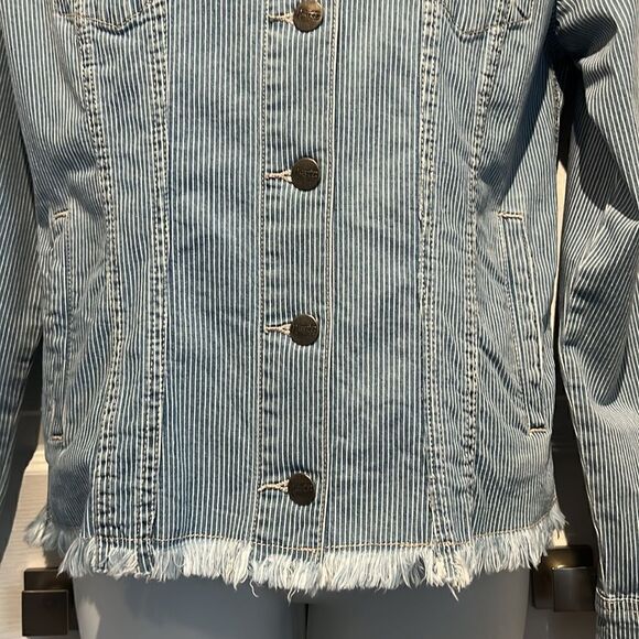 Nanette‎ Lepore Blue/White Striped Denim Jacket Size Small - Picture 4 of 12